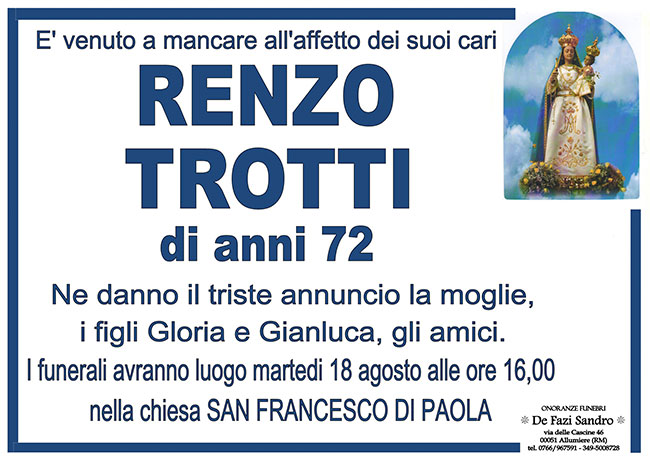 RENZO TROTTI di anni 72