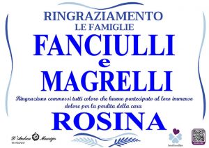 ROSINA FANCIULLI – Ringraziamento