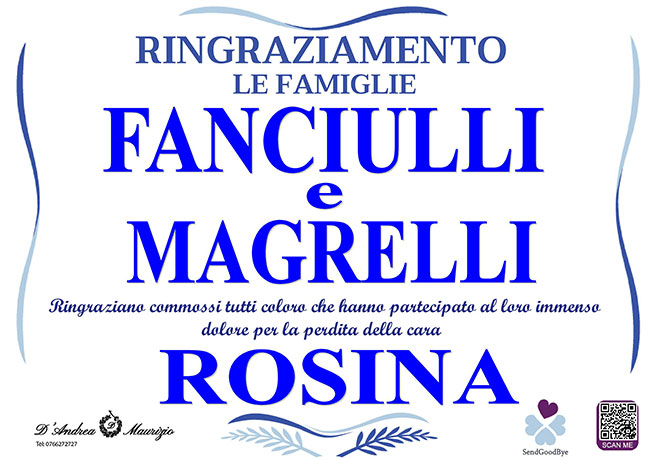 ROSINA FANCIULLI – Ringraziamento