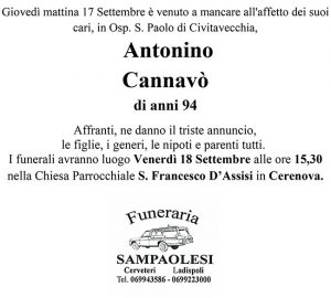 ANTONINO CANNAVÒ di anni 94