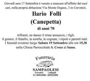 ILARIO FOLLI (CANEPETTA) di anni 70