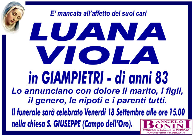 LUANA VIOLA in GIAMPIETRI di anni 83
