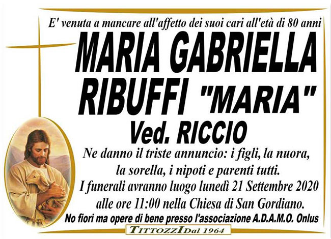 MARIA GABRIELLA RIBUFFI “MARIA” ved. RICCIO
