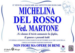 MICHELINA DEL ROSSO ved. MARTONE