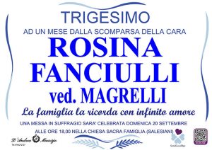 ROSINA FANCIULLI ved. MAGRELLI – Trigesimo