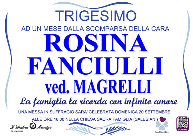 ROSINA FANCIULLI ved. MAGRELLI – Trigesimo