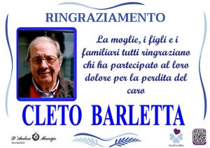 ANACLETO BARLETTA – Ringraziamento