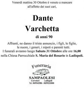 DANTE VARCHETTA di anni 90