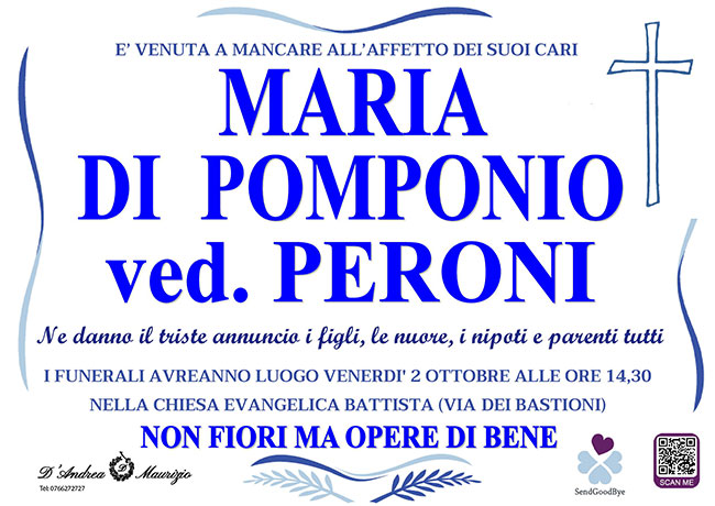 MARIA DI POMPONIO ved. PERONI