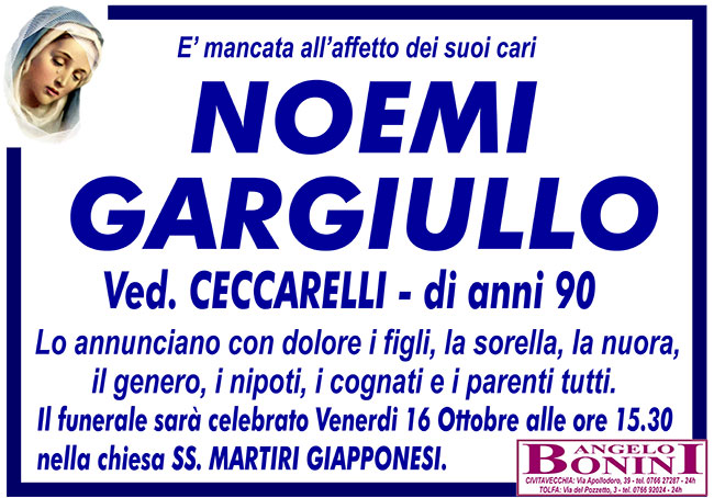 NOEMI GARGIULLO ved. CECCARELLI di anni 90