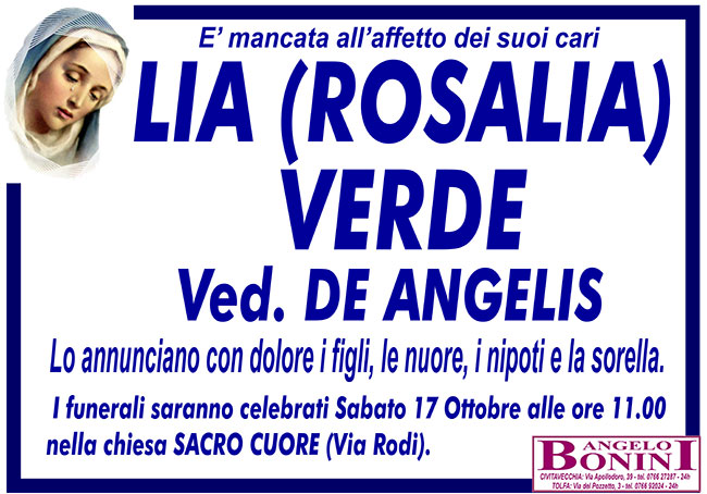 LIA (ROSALIA) VERDE ved. DE ANGELIS