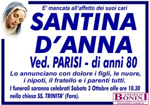 SANTINA D’ANNA ved. PARISI di anni 80
