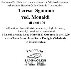 TERESA SGAMMA ved. MONALDI di anni 100