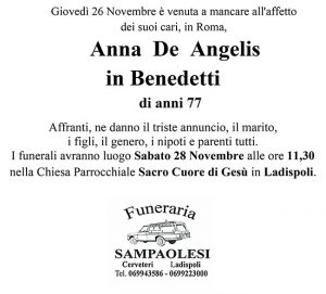 ANNA DE ANGELIS in BENEDETTI di anni 77