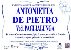 ANTONIETTA DE PIETRO ved. PAGLIALUNGA