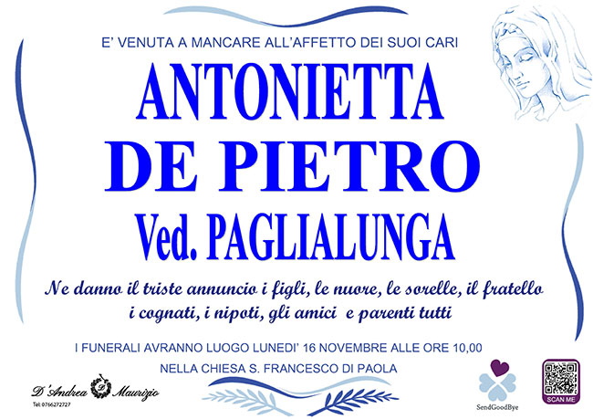 ANTONIETTA DE PIETRO ved. PAGLIALUNGA