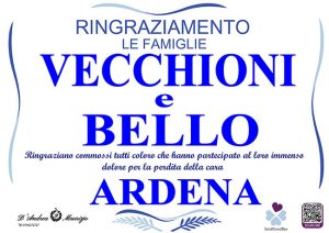 ARDENA VECCHIONI – Ringraziamento