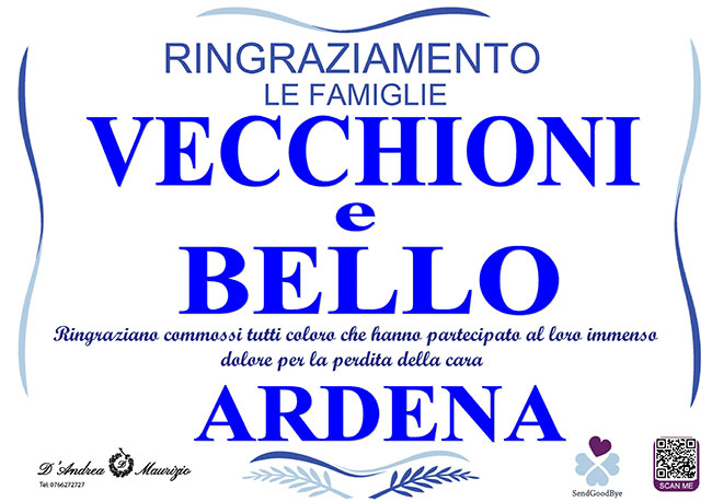 ARDENA VECCHIONI – Ringraziamento