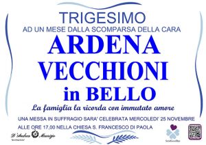 ARDENA VECCHIONI in BELLO – Trigesimo