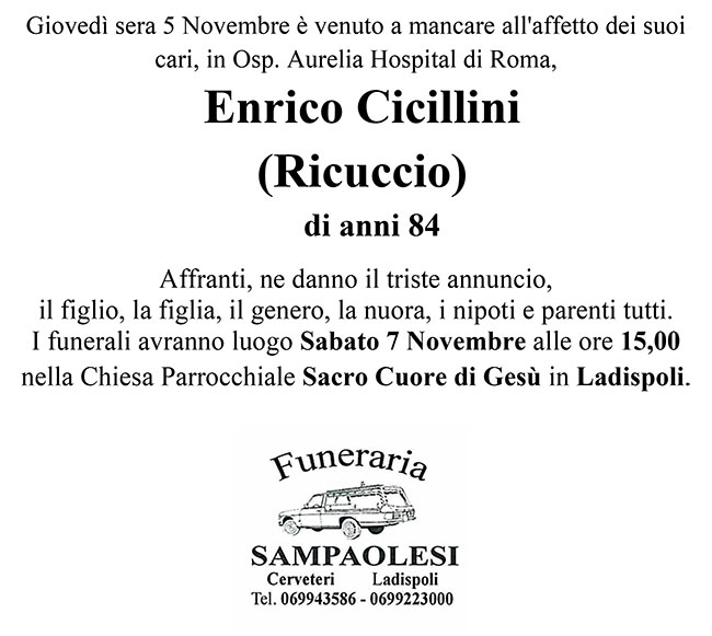 ENRICO CICILLINI (RICUCCIO) di anni 84