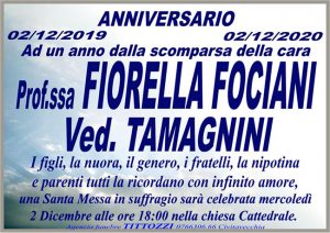 P.ssa FIORELLA FOCIANI ved. TAMAGNINI – Anniversario