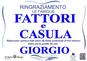 GIORGIO FATTORI – Ringraziamento
