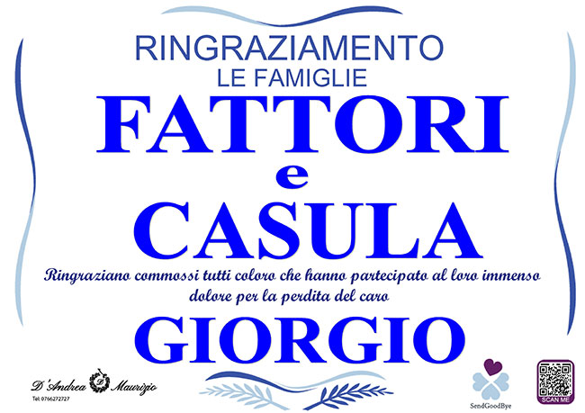 GIORGIO FATTORI – Ringraziamento