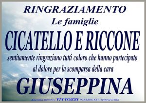 GIUSEPPINA RICCONE – Ringraziamento