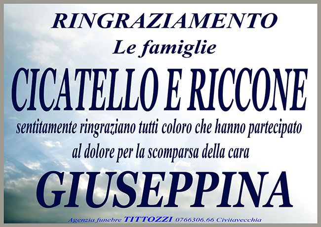 GIUSEPPINA RICCONE – Ringraziamento