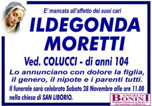 ILDEGONDA MORETTI ved. COLUCCI di anni 104