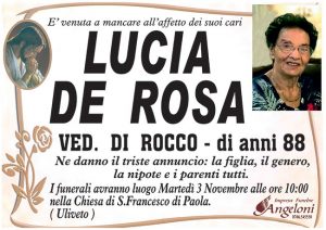 LUCIA DE ROSA ved. DI ROCCO di anni 88