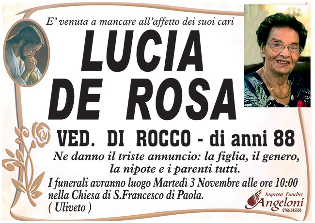 LUCIA DE ROSA ved. DI ROCCO di anni 88