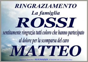 MATTEO ROSSI – Ringraziamento