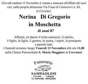 NERINA DI GREGORIO in MOSCHETTA di anni 87