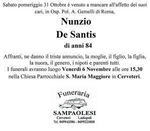 NUNZIO DE SANTIS di anni 84