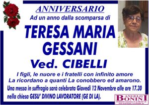 TERESA MARIA GESSANI ved. CIBELLI – Anniversario