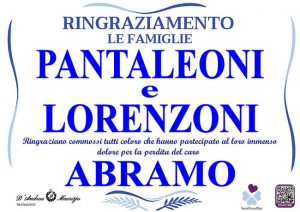 ABRAMO PANTALEONI – Ringraziamento