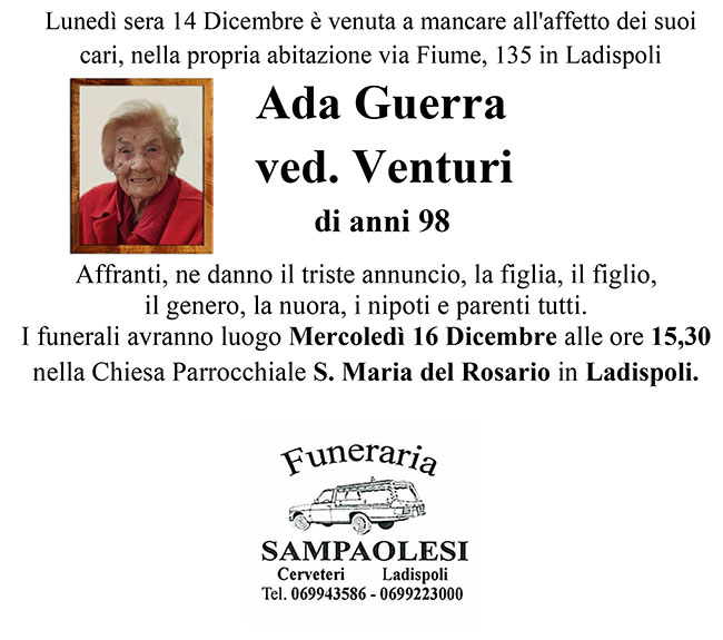 ADA GUERRA ved. VENTURI di anni 98