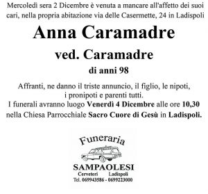 ANNA CARAMADRE ved. CARAMADRE di anni 98