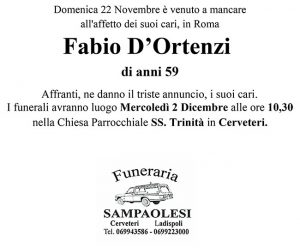 FABIO D’ORTENZI di anni 59