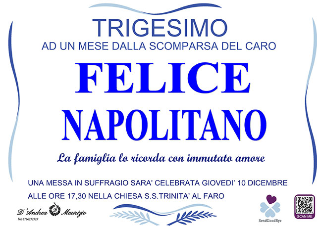 FELICE NAPOLITANO – Trigesimo