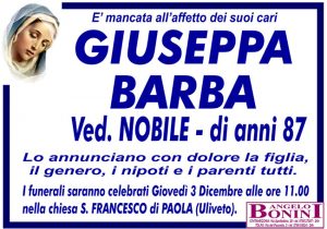 GIUSEPPA BARBA ved. NOBILE di anni 87