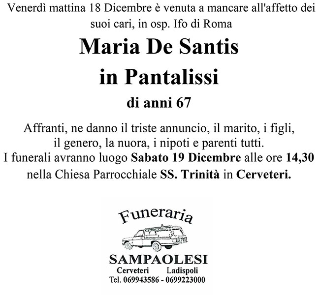 MARIA DE SANTIS in PANTALISSI di anni 67