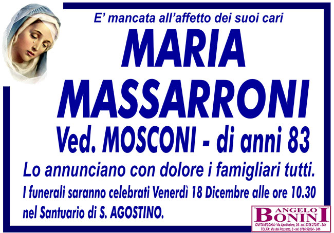 MARIA MASSARRONI ved. MOSCONI di anni 83