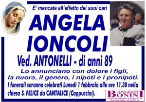 ANGELA IONCOLI ved. ANTONELLI di anni 89