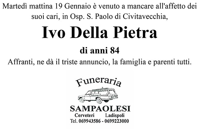 IVO DELLA PIETRA di anni 84