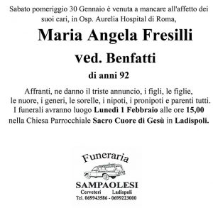 MARIA ANGELA FRESILLI ved. BENFATTI di anni 92