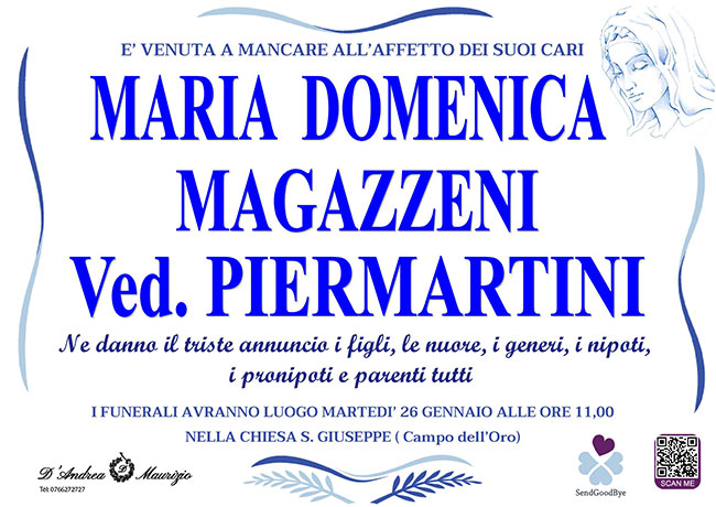 MARIA DOMENICA MAGAZZENI ved. PIERMARTINI