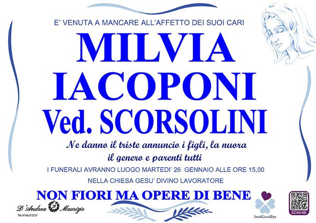 MILVIA IACOPONI ved. SCORSOLINI