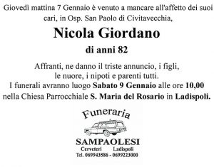 NICOLA GIORDANO di anni 82